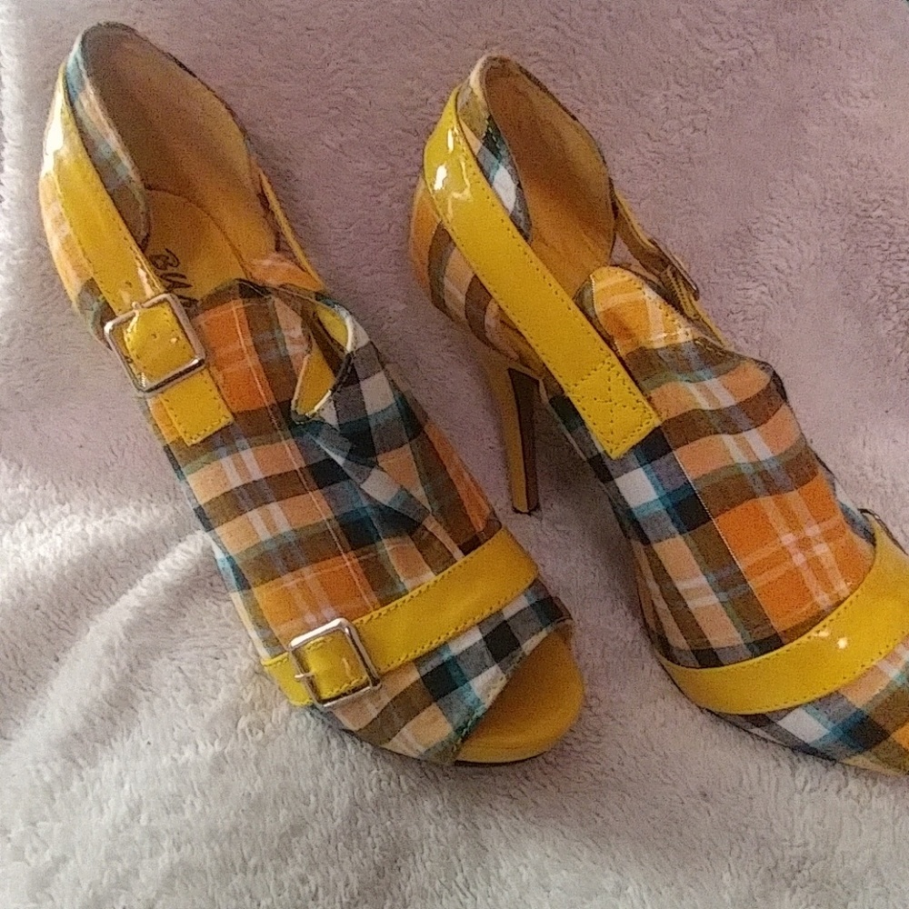 Bumper plaid stiletto heels shoes